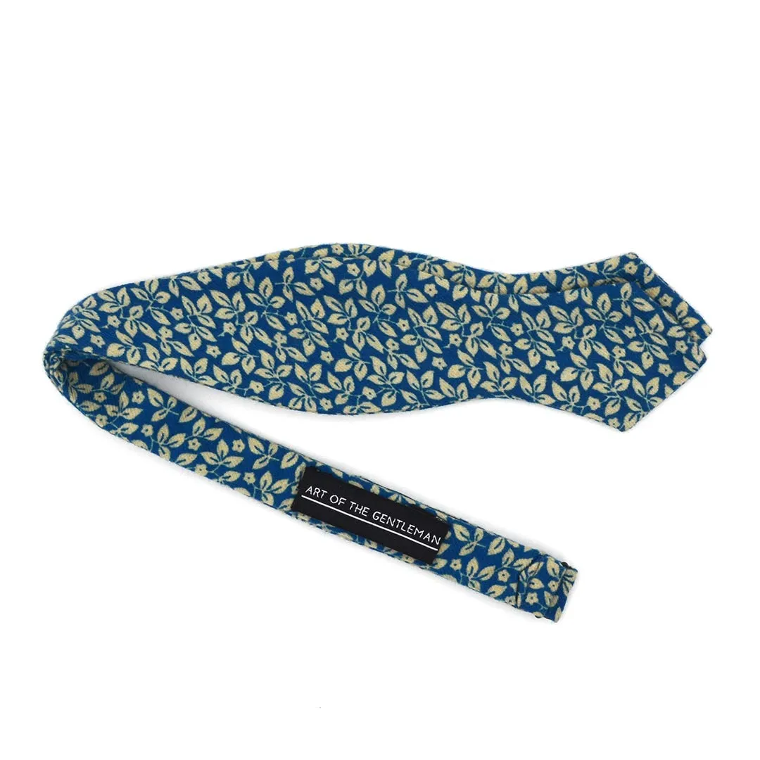 Floral Ivy Sapphire Self Tie Bow Tie