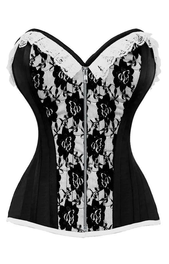 Kerr Laced Rose Widow Black Corset